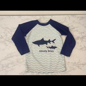 Sinoly Boys Swim Shirt Swimwear Sharks Blue Size XXL Rashguard Striped T1​​​